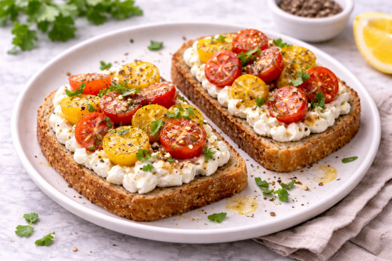 Toast cu cottage și roșii