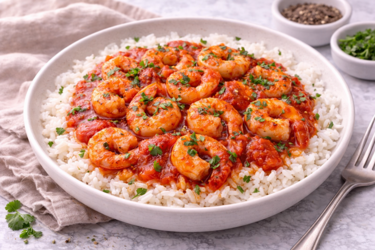 Shrimp with Rice and Tomato Sauce