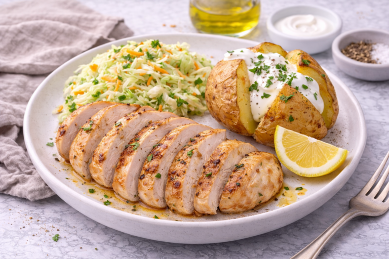 Turkey with Baked Potato and Coleslaw