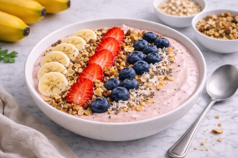 Smoothie Bowl with Yogurt, Banana and Oats