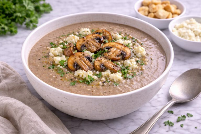 Creamy Mushroom Soup and Low-Fat Cheese