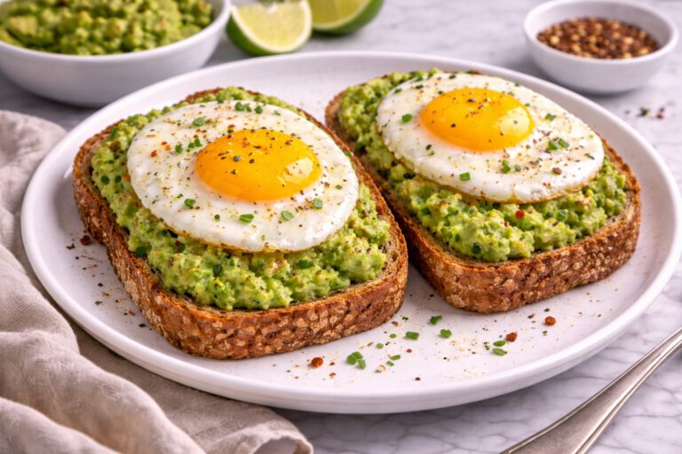 Toast integral cu avocado și ou