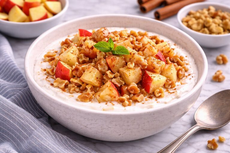 Yogurt with Apple, Cinnamon and Walnuts