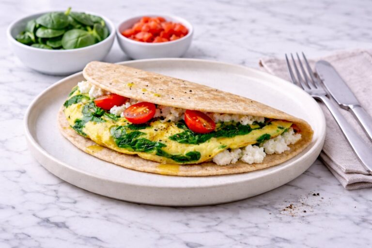 Tortilla cu ou și spanac