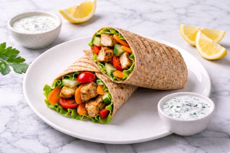 Chicken Wrap with Vegetables and Yogurt Sauce
