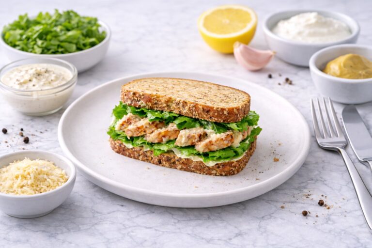 Sandwich cu pui la grătar cu sos Caesar