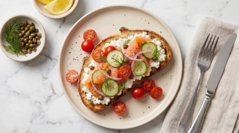 Toast with ricotta and smoked salmon