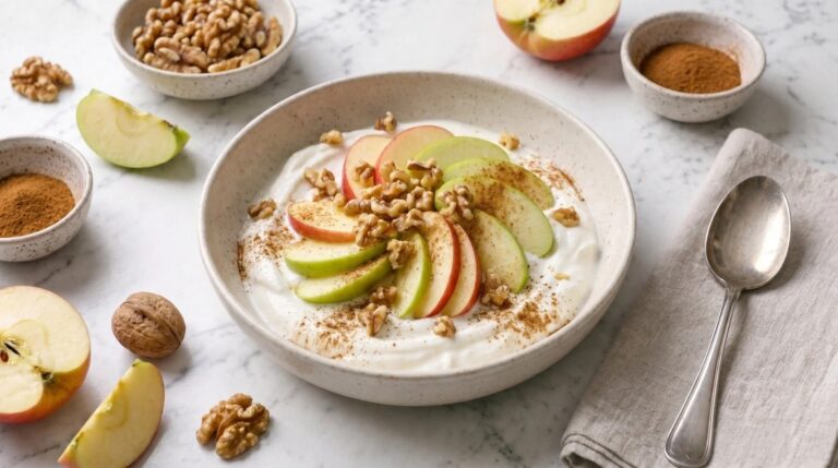 Greek yogurt with apple and walnuts