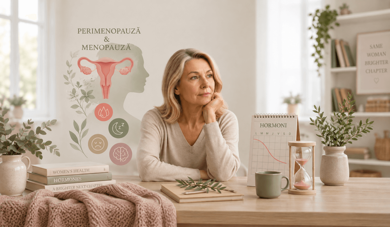 Femeie în perioada de perimenopauză sau menopauză, cu o masă echilibrată